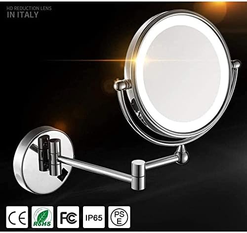 DEIHGE Makeup Mirror with LED Light Wall Mount 8 Inches 3X Magnification
