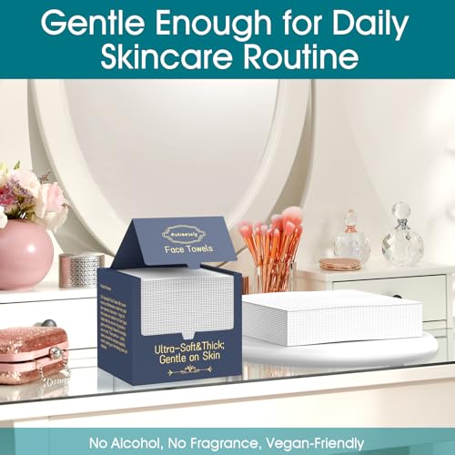 Astraescly XL Face Towel 10x12 Inches 50 Ct Dual-Side Biodegradable