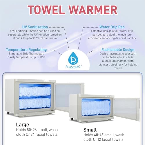 Pursonic Professional Towel Warmer with UV Sterilizer - 8L White