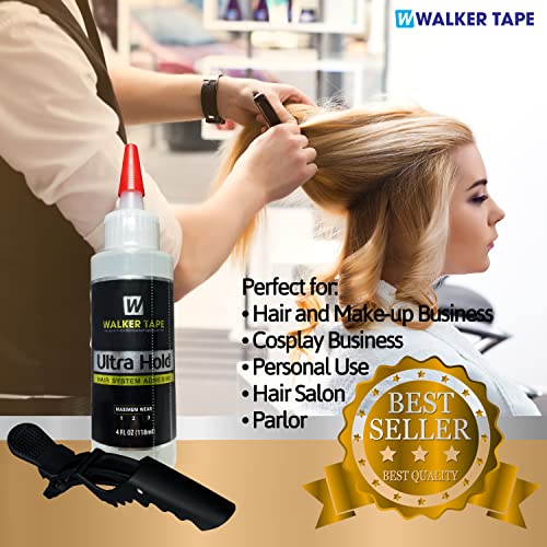 Ultra Hold Hair System Adhesive 4oz with Clips