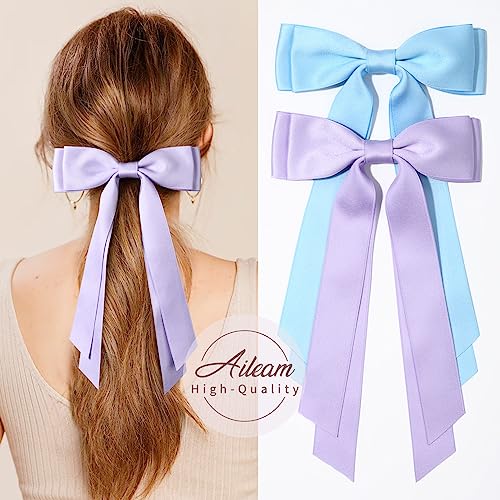 Aileam 2PCS Silky Satin Hair Bows for Girls and Toddlers