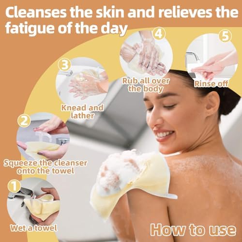 MAQIHAN Exfoliating Wash Cloths 4 Pack for Body and Face 1
