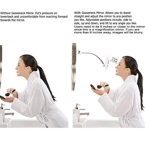 SunplusTrade 7x Magnification Makeup Mirror with LED Lights and Flexible Gooseneck