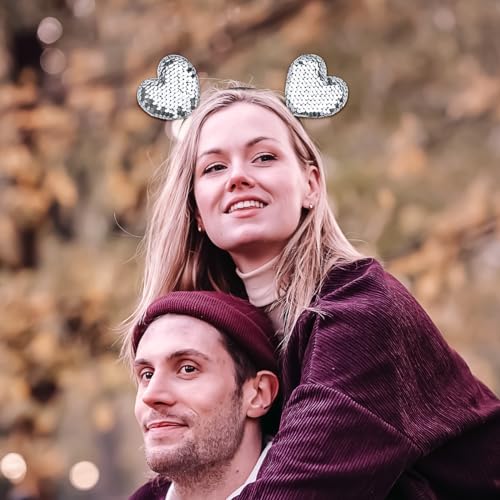Doneace Valentines Heart Headband with Sequins