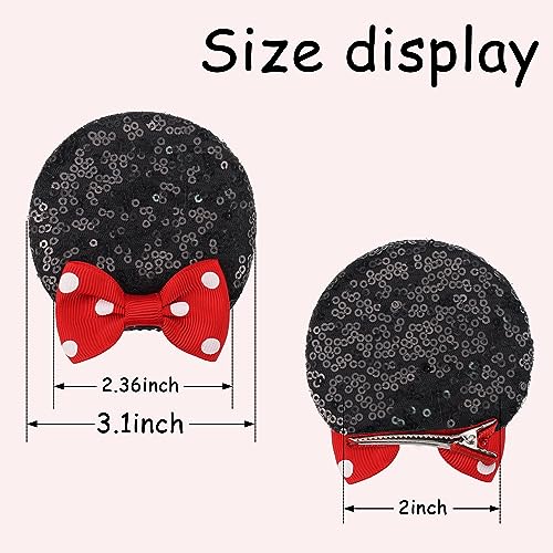 Ayesha Mouse Ears Hair Clips 4PCS Costume Bows for Baby Girls