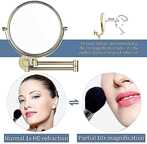 LCARY Wall Mirror with 10X Magnification Gold 1