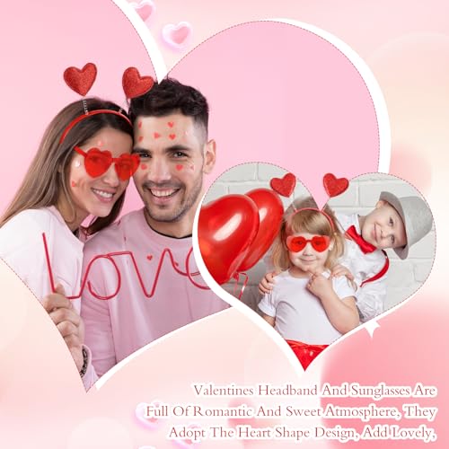 Valentine Heart Headband and Sunglasses Set Red