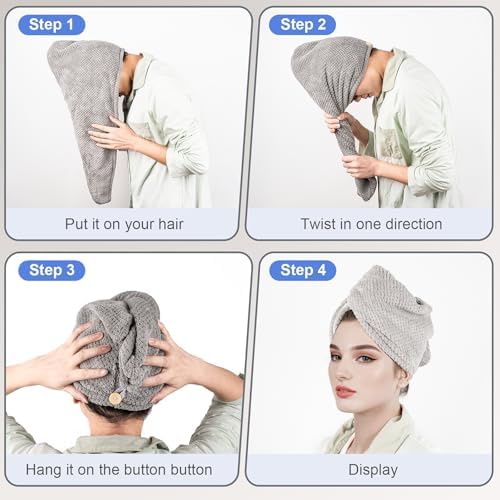 5 Pack Microfiber Hair Towels for Women