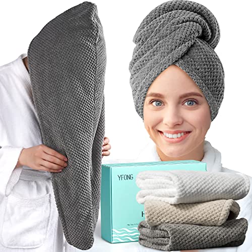 YFONG 3 Pack Large Microfiber Hair Towel Wrap 1
