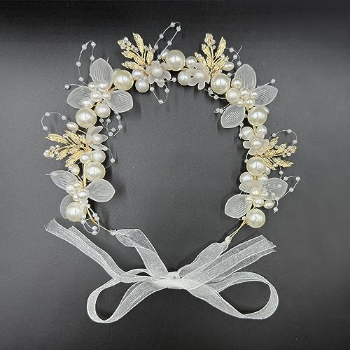 Binrina Hairband - Elegant Pearl Crystal Flower Headpiece for Princess Bridesmaid