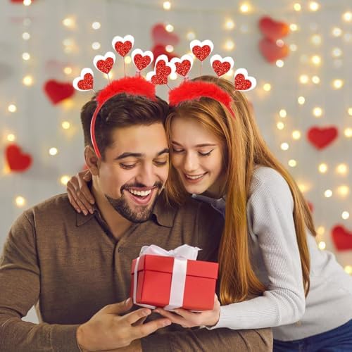 Valentines Day Glitter Heart Headband for Women