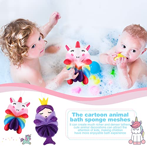 Nuenen 2 Pcs Kids Bath Loofahs with Cartoon Designs