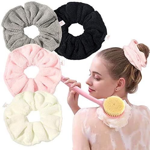 Ivyu Microfiber Hair Drying Scrunchies - 4 Pack Fast Absorbent Towel