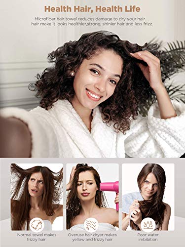 Hicober Microfiber Hair Towel Wrap - Purple Green Grey Pack of 3