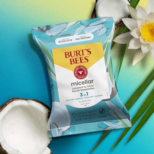 Burts Bees Coconut Lotus Face Wipes 30 Ct 3-Pack