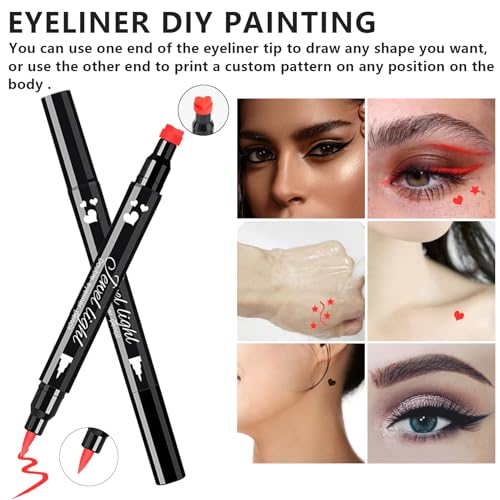 2PCS Red Black Heart Stamp Eyeliner for Costume Makeup