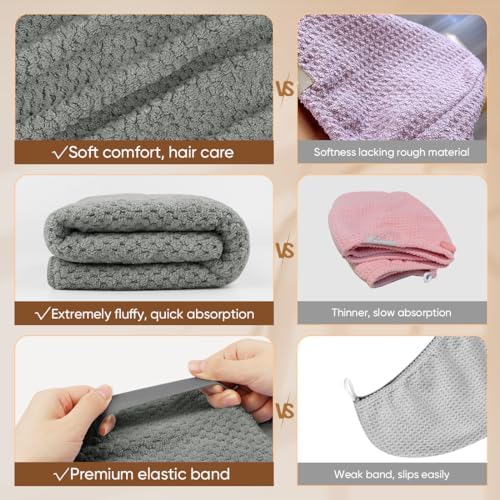 HOMEXCEL 5 Pack Microfiber Hair Towel Wrap for Women
