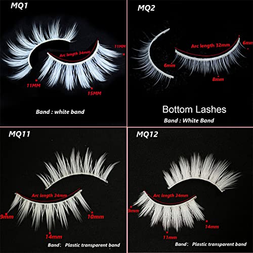 MUQIU37 White False Eyelashes 15mm for Halloween Cosplay