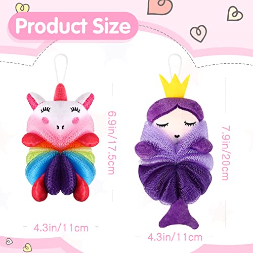 Nuenen 2 Pcs Kids Bath Loofahs with Cartoon Designs