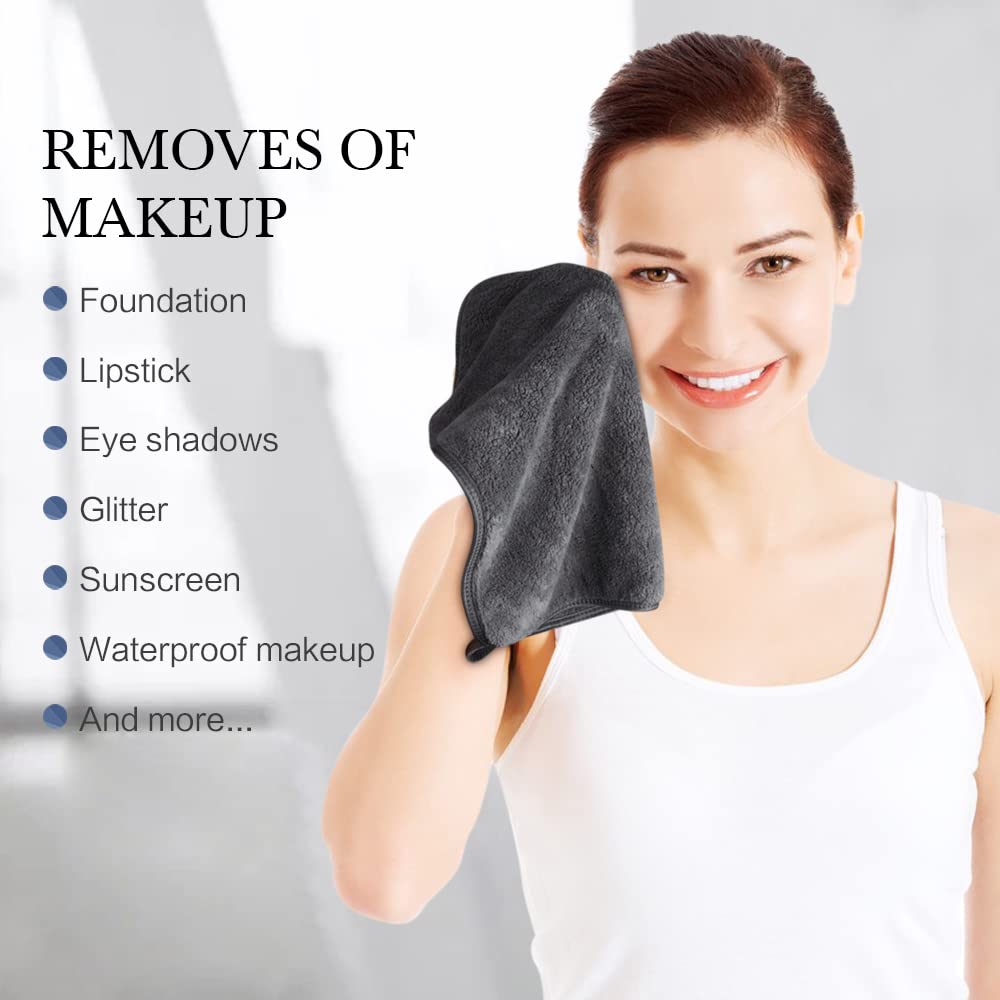SINLAND Microfiber Face Cloths 3 Pack Grey 12x12 Inch 1