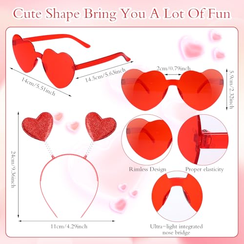 Valentine Heart Headband and Sunglasses Set Red