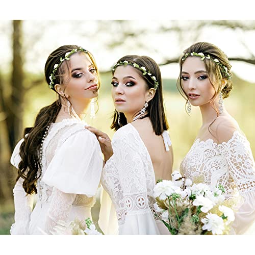 AWAYTR 3Pcs Flower Crown Headband for Wedding Party