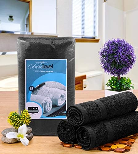 Utopia Towels 24 Pack Cotton Salon Towels 16x27 Inches Black