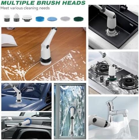 Livem Electric Spin Scrubber with 3 Speed and 7 Replaceable Brushes