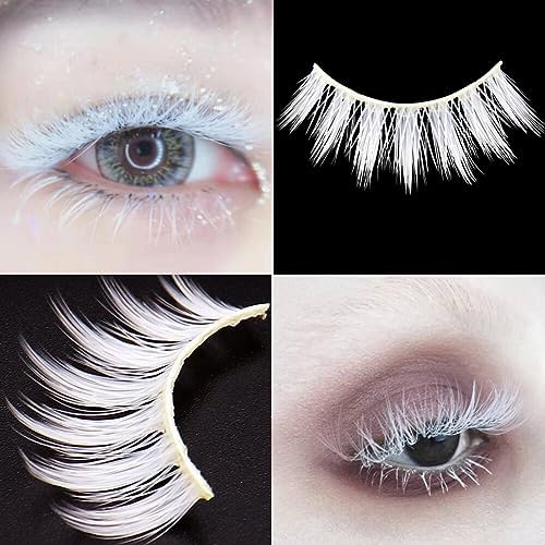 ikasus Halloween White False Eyelashes - Natural Long and Reusable