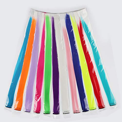 YaFex 12 Pcs Rainbow Clip In Hair Extensions