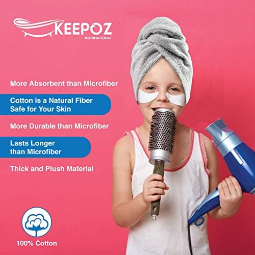 KEEPOZ Hair Towel Wrap for Women 100 Cotton Turban Head Wrap