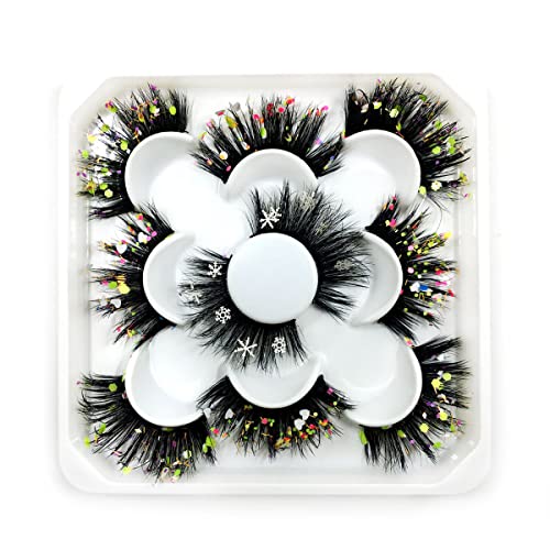 BYVUTE 3D Sequins False Eyelashes 5 Pairs - Halloween Cosplay Glamorous Lashes