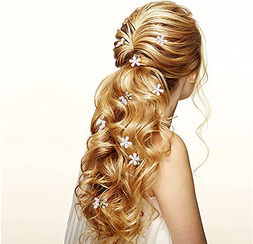 10 Pcs Mini Pearl Claw Clips with Flower Design