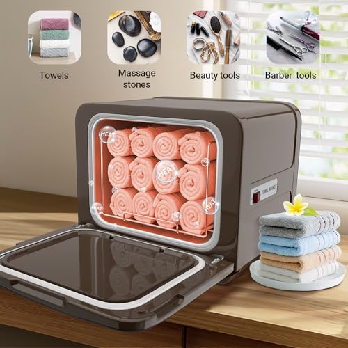 RyJaune Towel Warmer Cabinet with 12 Wet Towel Holders - Brown