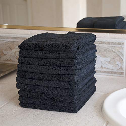 Eurow Microfiber Salon Towels 16x29 Inches 10-Pack Black