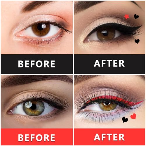 2PCS Red Black Heart Stamp Eyeliner for Costume Makeup