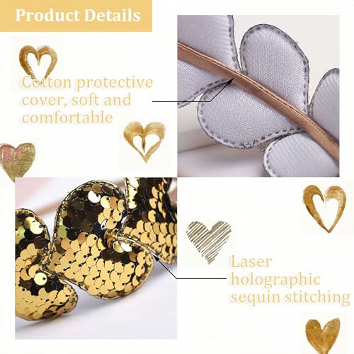Gold Sequins Heart Headband for Women Girls Kids