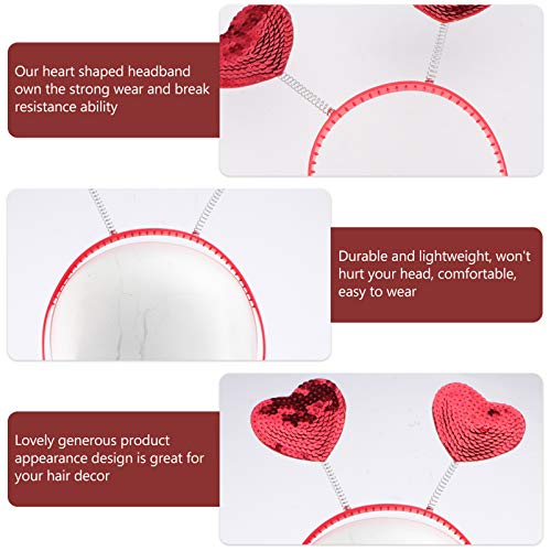 Beaupretty Heart Headband with Red Sequins
