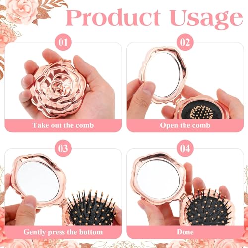 12 Set Rose Compact Mirror Brush Wedding Gift Set