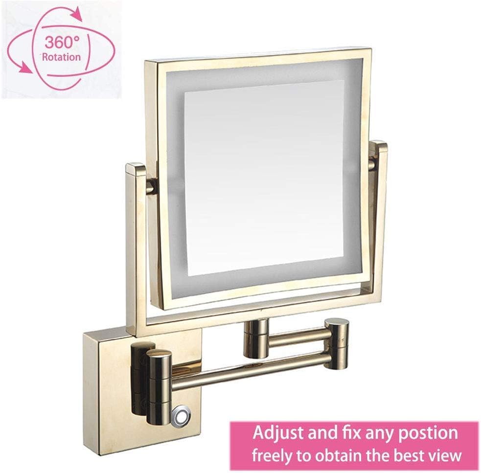8 Inch LED Makeup Mirror with 3X Magnification and 360 Degree Swivel