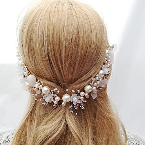 Binrina Hairband - Elegant Pearl Crystal Flower Headpiece for Princess Bridesmaid