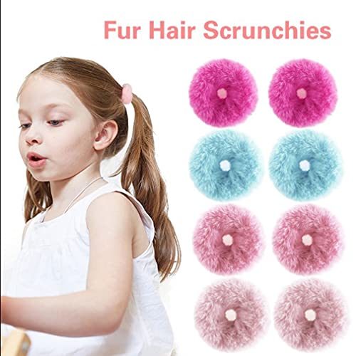 Mljsh 2PCS Pink Pom Pom Fuzzy Scrunchies