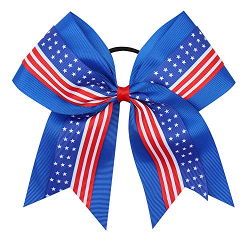 16PCS 8 Inch Cheer Hair Bows with Ponytail Holder