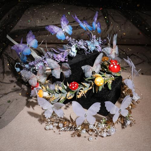 Butterfly Flower Crown Headband for Women Girls Halloween