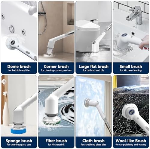 UPMSX Electric Spin Scrubber 9 in 1 with 8 Replaceable Brush Heads