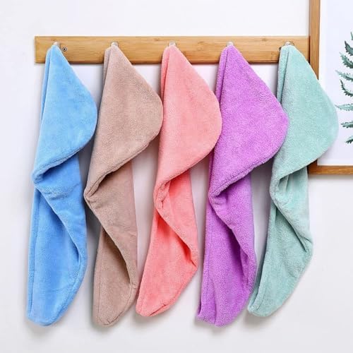 Aivoch 5pcs Microfiber Hair Towels for Wet Hair Drying and Turban Wrap