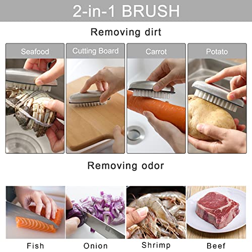 2 Pieces Stainless Steel Nail Brush for Cleaning and Scrubbing