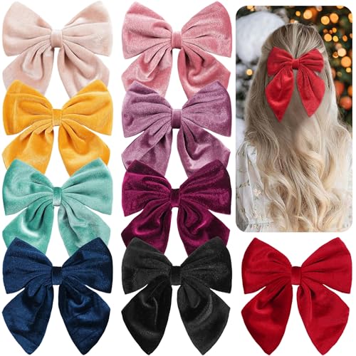 DED 9PCS Velvet Hair Bows with Alligator Clips for Girls