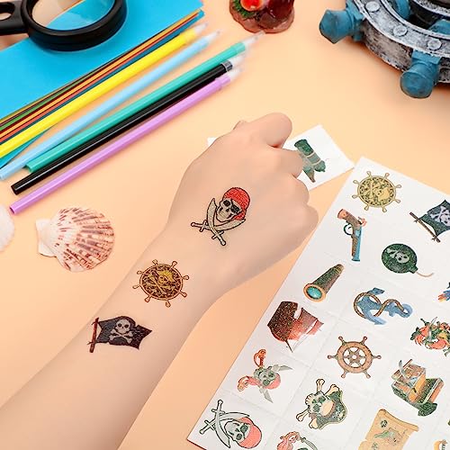 Landhoow Pirate Glitter Temporary Tattoos 240 Pcs