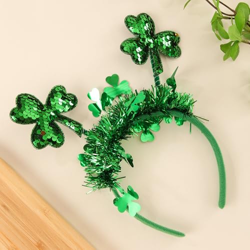 St Patricks Day Green Headbands with Sequin Designs 1 Pack
